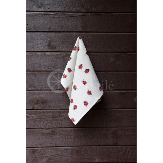 Colourful half-linen kitchen towel "Ladybug"